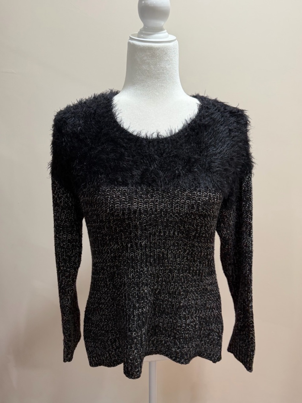 ba&sh Black Noir Long Sleeve Wool Blend Antigo Lady Pullover Sweater Top Sz 1 S